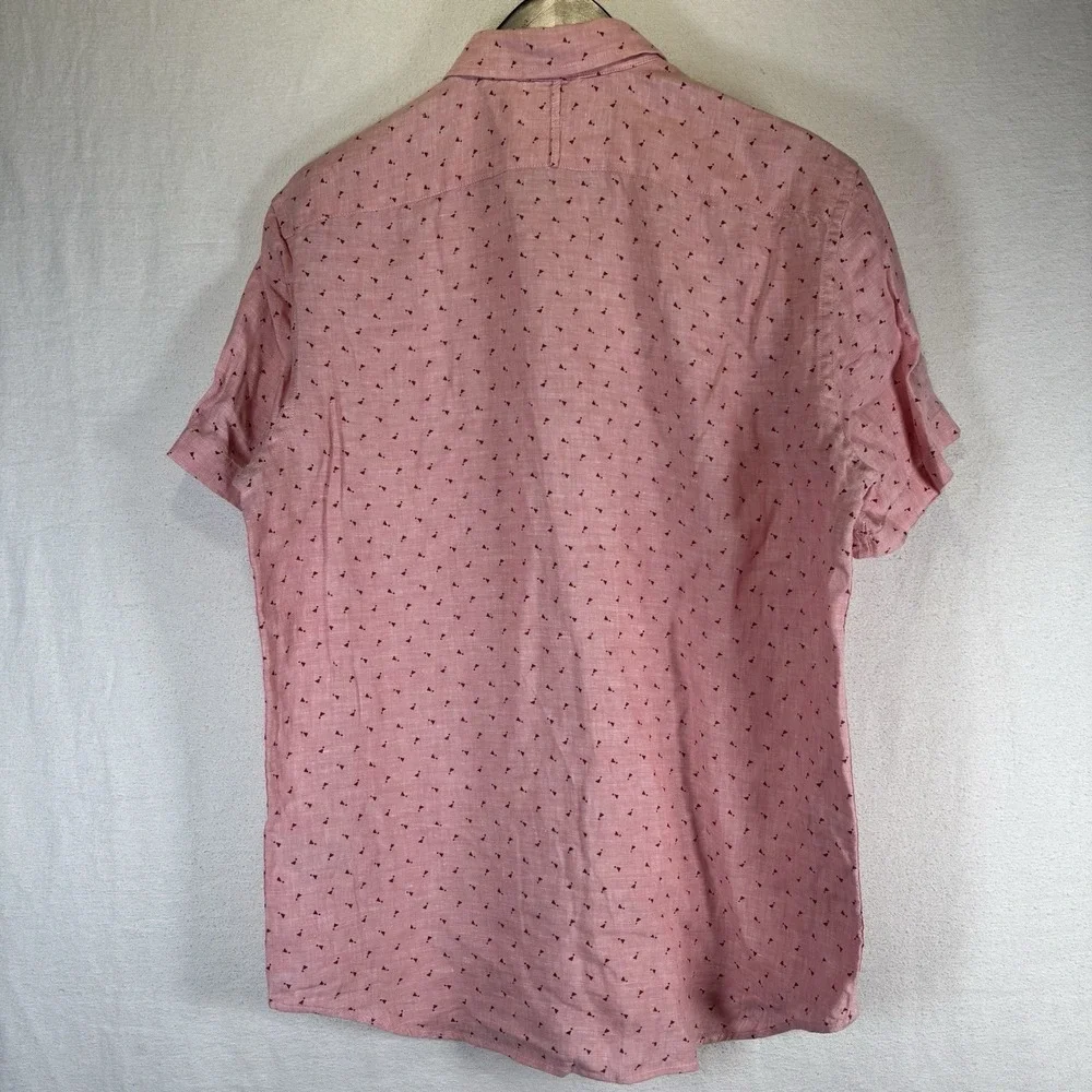 Banana Republic Men's Pink Shirt Large, 100% Linen, Lightweight, Short Sleeve